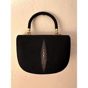 Amazing Vintage Black Stingray Leather Unique Handbag Purse